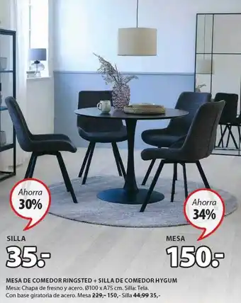 JYSK Mesa de comedor ringsted + silla de comedor hygum oferta