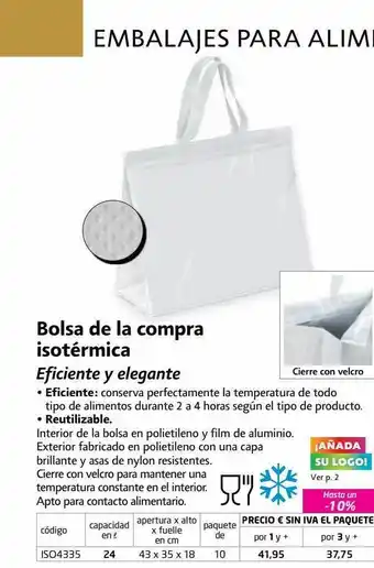 Bolsa de la compra isotérmica