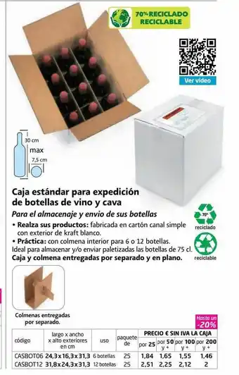 Rajapack Caja estándar para expedición de botellas de vino y cava oferta