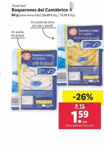 Lidl Ocean sea boquerones del cantábrico oferta