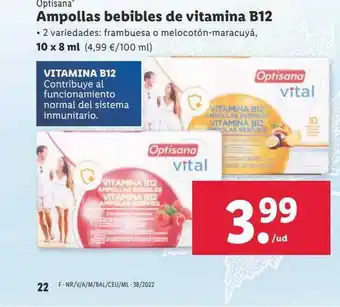 Lidl Optisana ampollas bebibles de vitamina b12 oferta