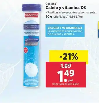 Lidl Optisana calcio y vitamina d3 oferta