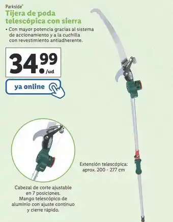 Lidl Parkside tijera de poda telescópica con sierra oferta