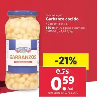 Lidl Campo largo garbanzo cocido oferta