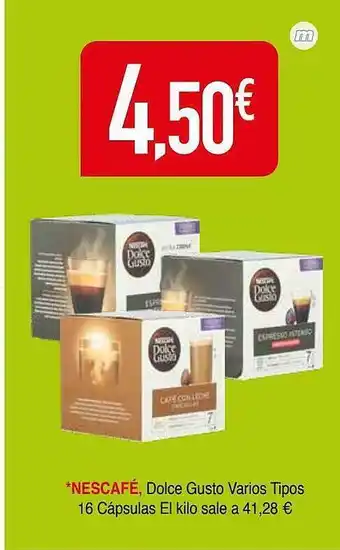 Minymas Nescafé dolce gusto varios tipos 16 cápsulas el kilo oferta
