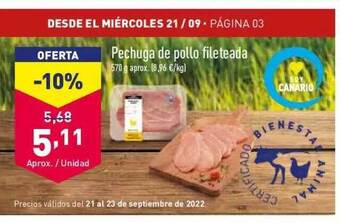 ALDI Pechuga de pollo fileteada oferta