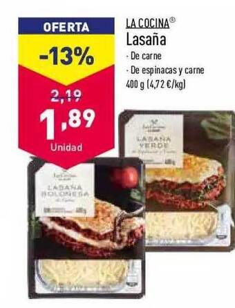 ALDI La cocina lasaña oferta