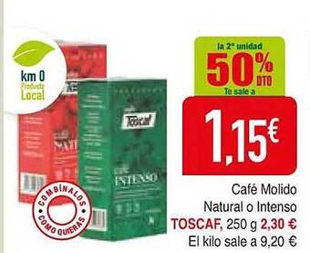 Masymas La 2a unidad 50% dto café molido natural o intenso toscaf oferta
