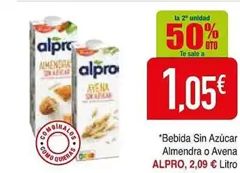 Masymas La 2a unidad 50% dto bebida sin azucar almendra o avena alpro oferta