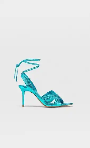 Stradivarius Sandalias tacón nudo metalizadas oferta