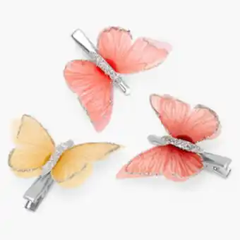 Claire's Silver warm toned butterfly hair clips - 3 pack oferta