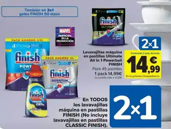 Carrefour Lavavajillas máquina en pastillas ultimate all in 4 powerball finish oferta
