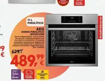Worten Aeg horno pirolitico bps331120m herra independiente. con 3 niveles de cocción limpieza pirolitica con recordatorio automático oferta