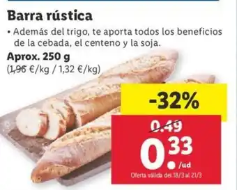 Lidl Barra rústica 250 g oferta