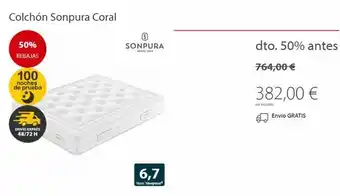 Colchón Exprés 50% rebajas colchón sonpura coral 100 noches de prueba envío exprés 48/72 h sonpura desde 1969 6,7 nota: sleeptest oferta