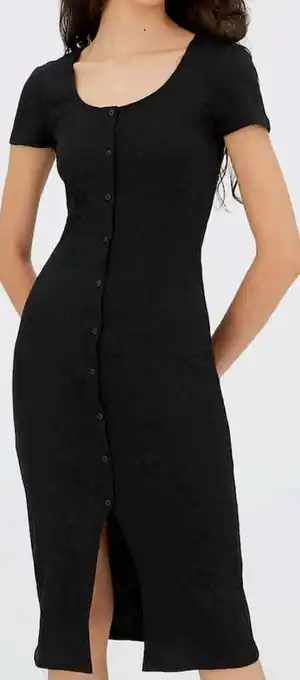 Stradivarius Vestido canalé botones oferta