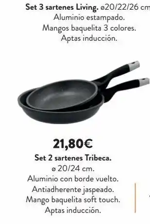 Rocasa Aluminio estampado. mangos baquelita 3 colores. aptas inducción. 21,80€ set 2 sartenes tribeca. © 20/24 cm. aluminio con b oferta