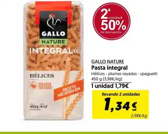 Hiper Usera Gallo Nature Pasta integral oferta
