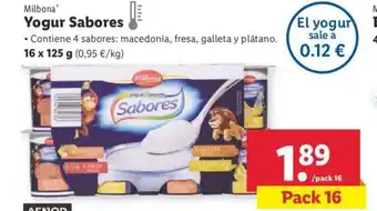 Lidl Milbona Yogur Sabores 16 x 125 g oferta
