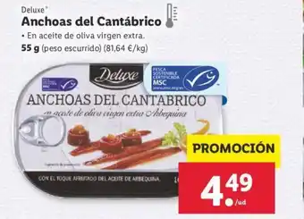 Lidl Deluxe Anchoas del Cantábrico 55 g oferta