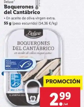 Lidl Deluxe Boquerones del Cantábrico 55 g oferta