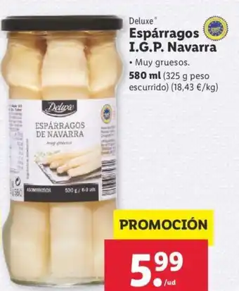 Lidl Deluxe Espárragos I.G.P. Navarra 580 ml oferta