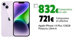 CeX Apple iphone 14 plus 128gb púrpura, libre a oferta