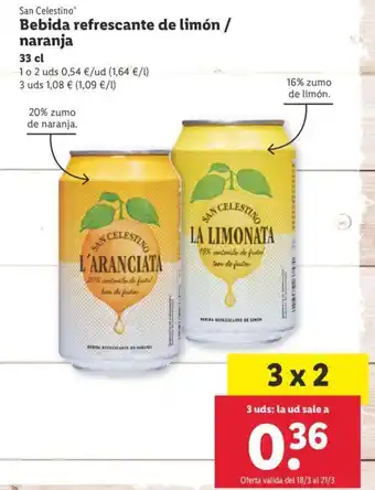 Lidl San Celestino Bebida refrescante de limón naranja 33 cl oferta