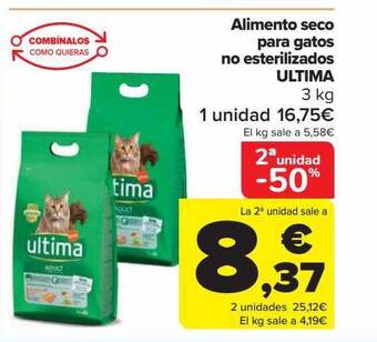 Carrefour 2a unidad -50% alimento seco para gatos no esterilizados ultima oferta