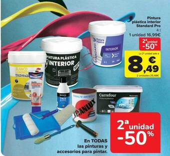 Carrefour 2a unidad -50% pintura plástica interior standard pro oferta