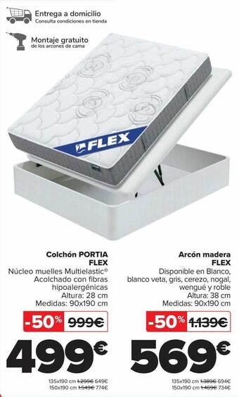 Carrefour Colchón portia flex arcón madera flex oferta
