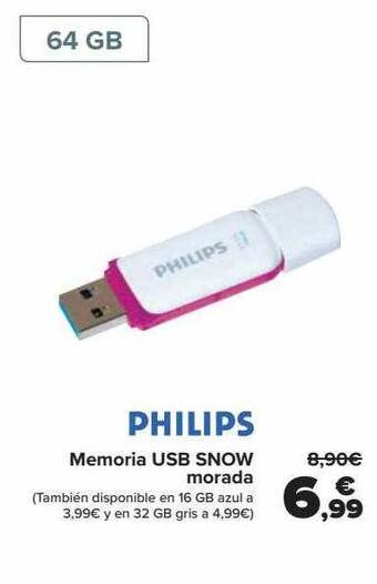 Carrefour Philips memoria usb snow morada oferta