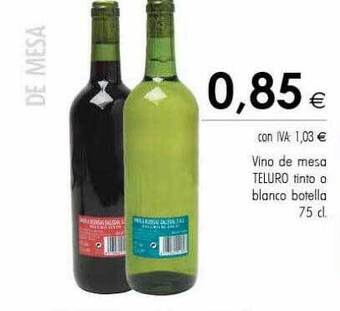 Cash Ifa Vino de mesa teluro tinto o blanco botella oferta