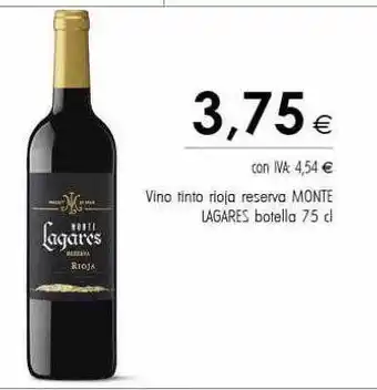 Cash Ifa Vino tinto rioja reserva monte lagares botella oferta