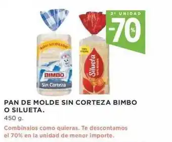 Supercor 2a unidad -70% pan de molde sin corteza bimbo o silueta oferta