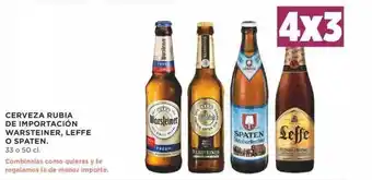 Supercor Cerveza rubia de importación warsteiner leffe o spaten oferta