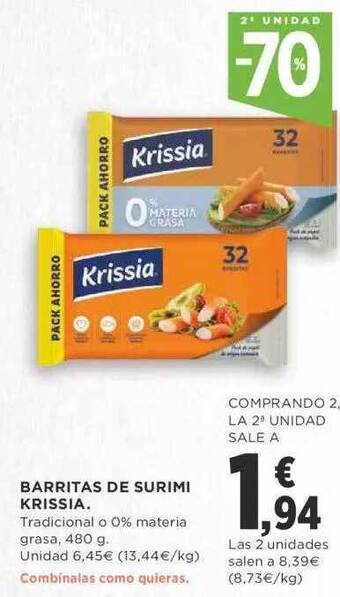 Supercor 2a unidad -70% barritas de surimi krissia oferta