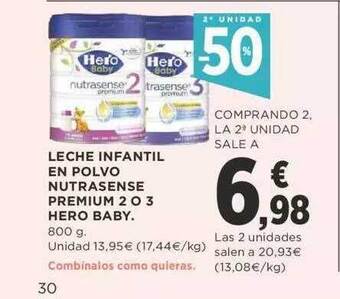 Supercor 2a unidad -50% leche infantil en polvo nutrasense premium 2 o 3 hero baby oferta