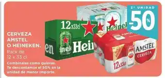 Supercor Exprés 2a unidad -50% cerveza amstel o heineken oferta