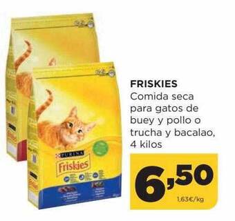 Alimerka Friskies comida seca para gatos de buey y pollo o trucha y bacalao oferta