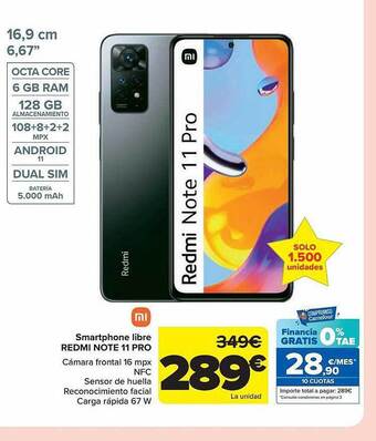 Carrefour Smartphone libre redmi note 11 pro oferta