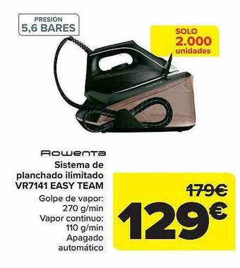 Carrefour Rowenta sistema de planchado ilimitado vr7141 easy team oferta