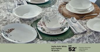 Carrefour Vajilla artic white loza inglesa 19 piezas oferta