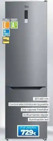 Electrocash No frost 201x60 cm control electrónico en la puerta dos cajones freshbox enfriamiento rápido iluminación led pvp ahora oferta
