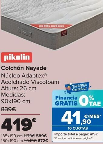 Carrefour Pikolin colchón nayade oferta