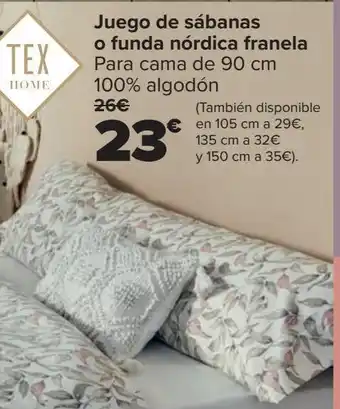 Carrefour Juego de sábanas o funda nórdica franela tex home oferta