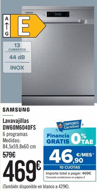 Carrefour Samsung lavavajillas dw60m6040fs oferta