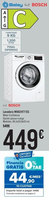Carrefour Bosch lavadora wuu24t71es oferta