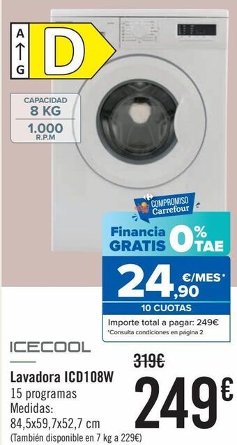 Carrefour Icecool lavadora icd108w oferta