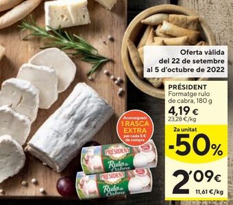 Caprabo Rulo de queso de cabra président oferta